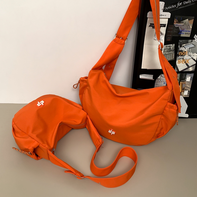 Orange large shoulder belt zipper
